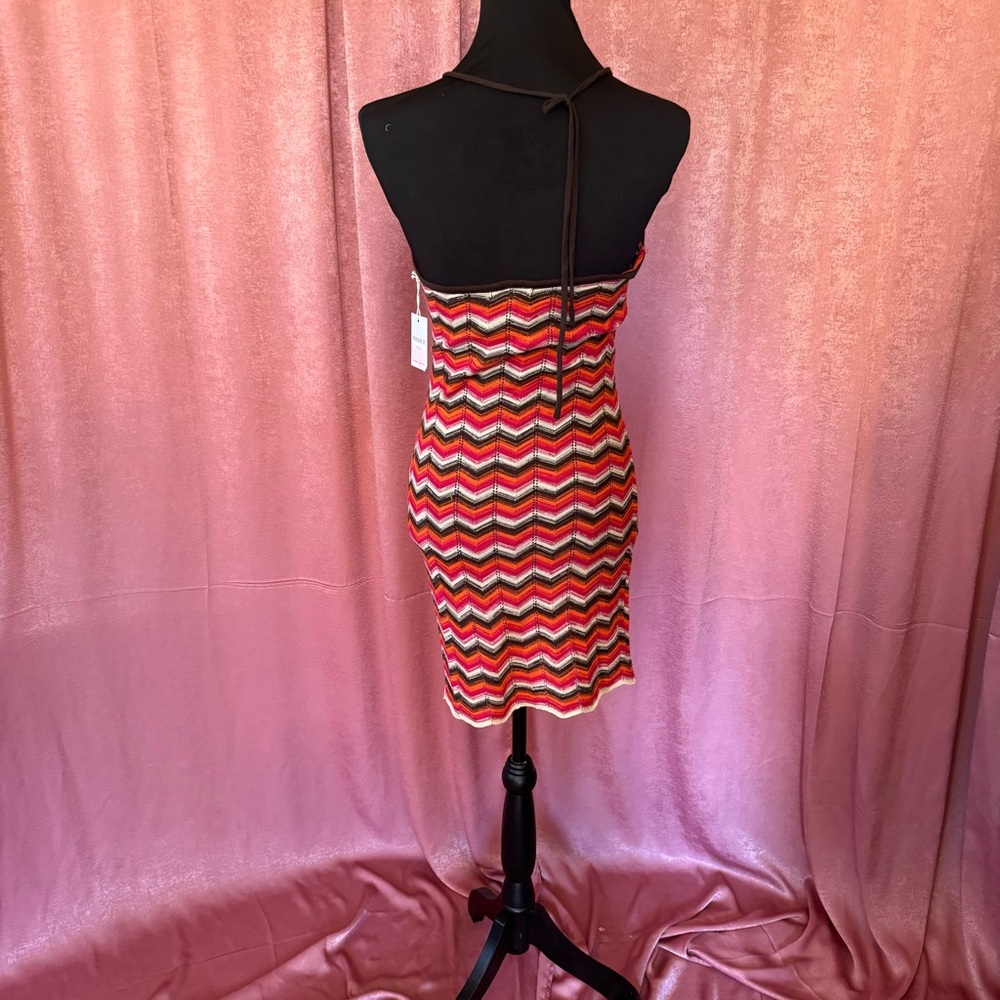 Crochet bodycon halter dress SZ M - Picture 2 of 5